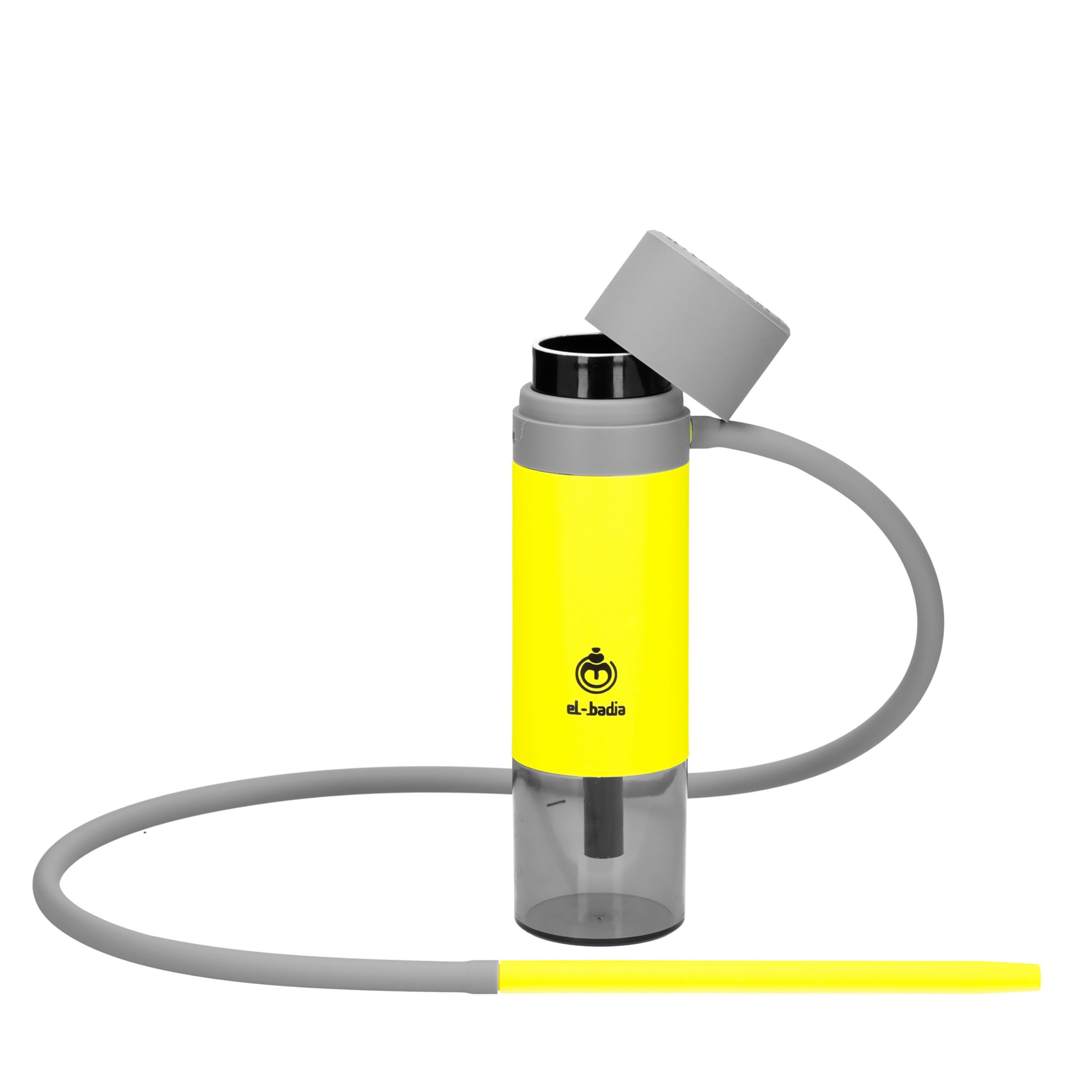 EL-BADIA P1 Shisha – 24 cm – Mini Portable Shisha with Patented Hose Reel, Reversible Ceramic Bowl, Silicone Hose & Acrylic Vase – Ultra-Compact, Lightweight and Performance (Pacific Blue)