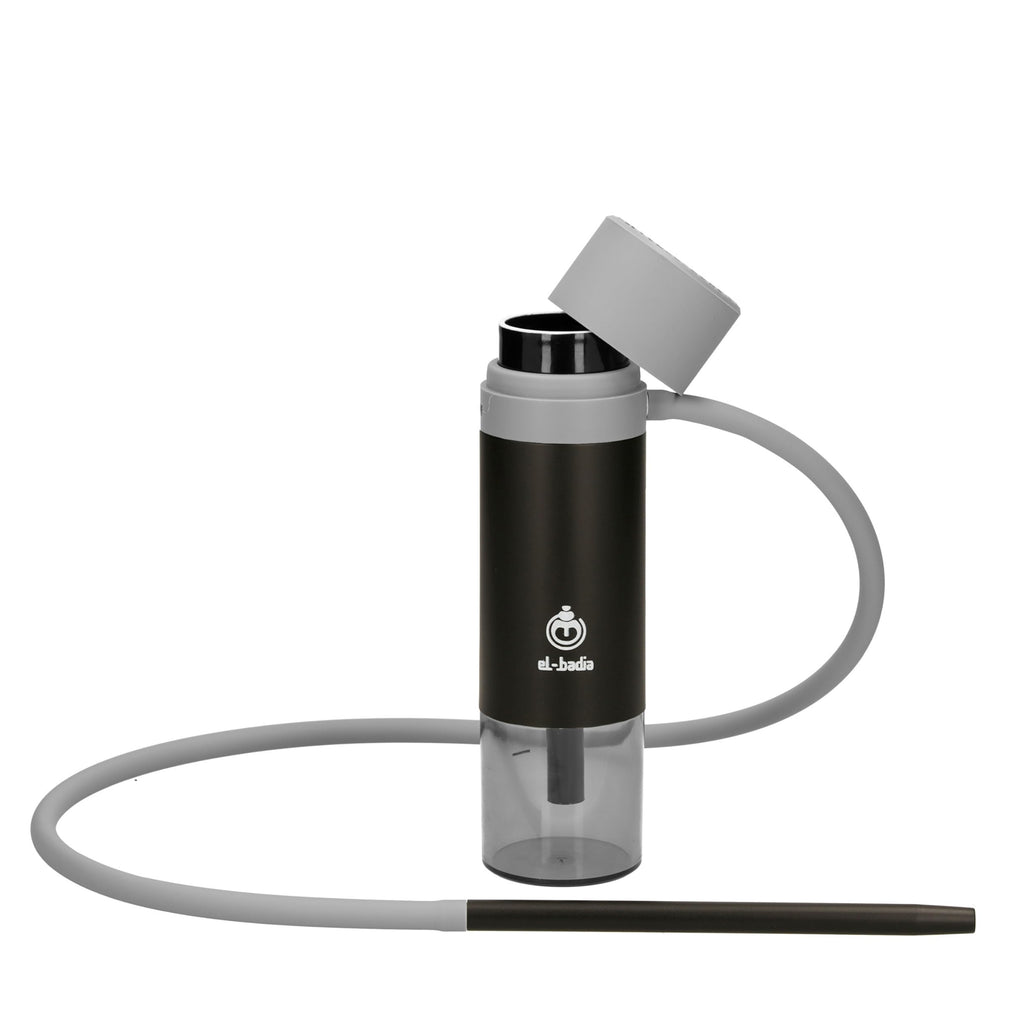 EL-BADIA P1 Shisha – 24 cm – Mini Portable Shisha with Patented Hose Reel, Reversible Ceramic Bowl, Silicone Hose & Acrylic Vase – Ultra-Compact, Lightweight and Performance (Pacific Blue)