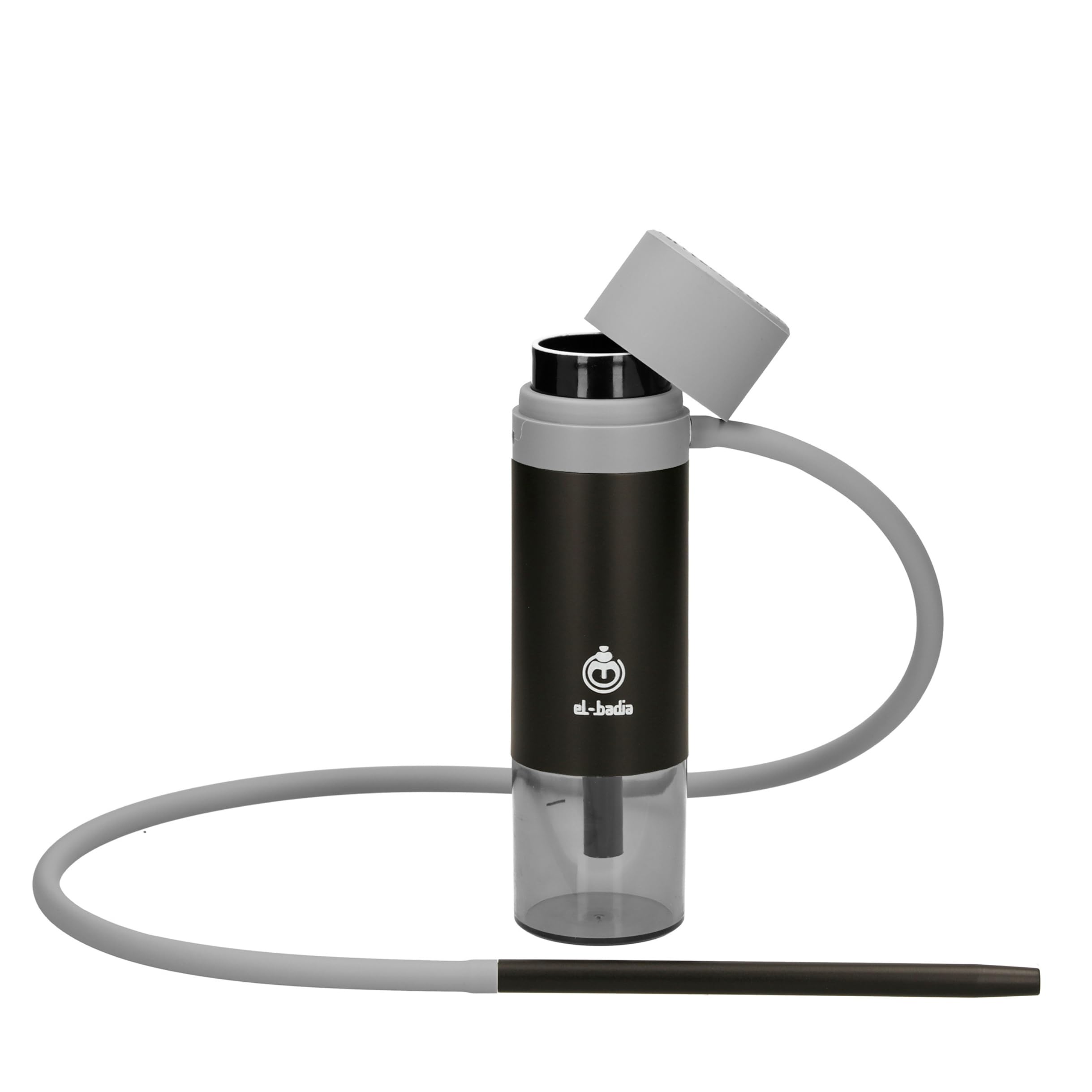 EL-BADIA P1 Shisha – 24 cm – Mini Portable Shisha with Patented Hose Reel, Reversible Ceramic Bowl, Silicone Hose & Acrylic Vase – Ultra-Compact, Lightweight and Performance (Pacific Blue)