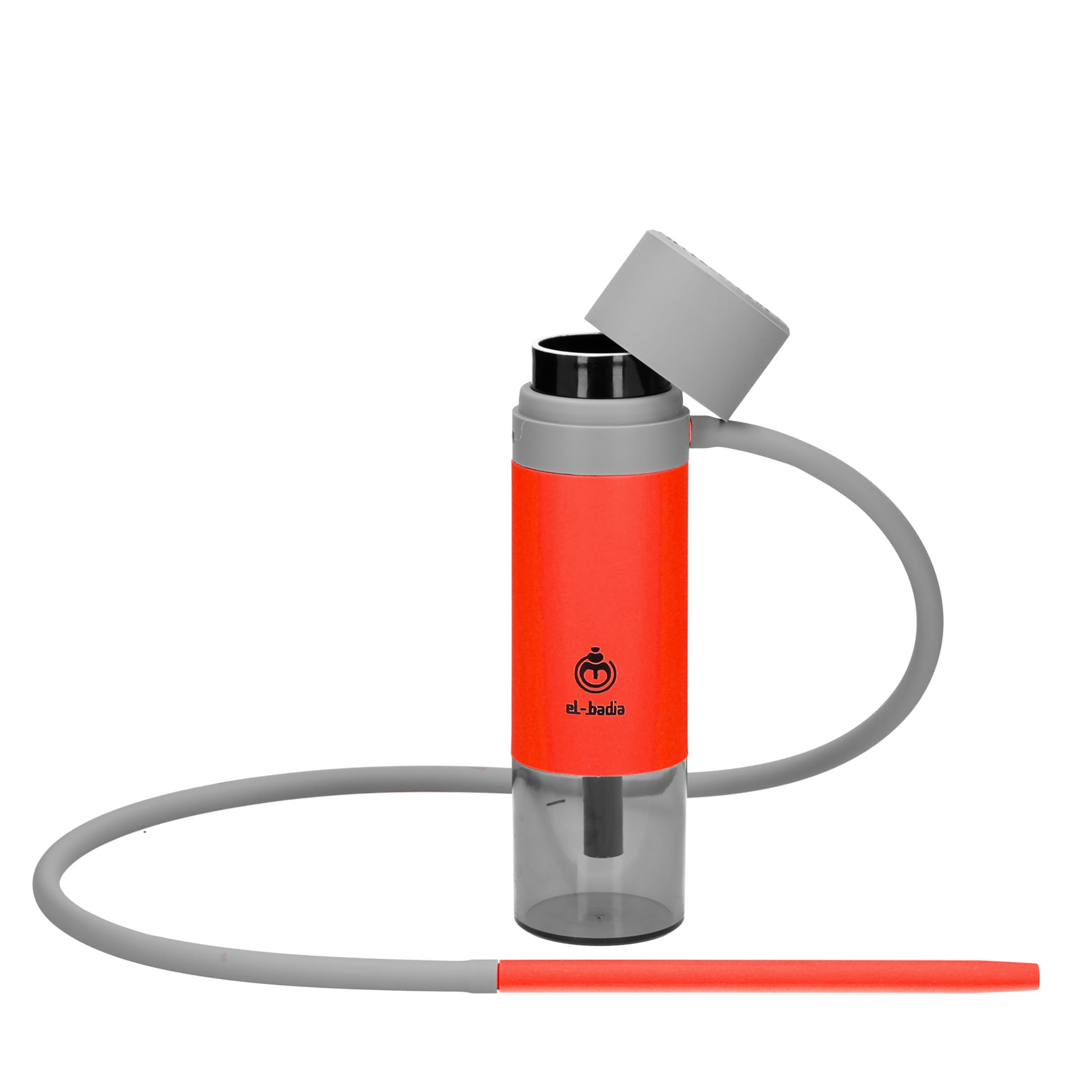 EL-BADIA P1 Shisha – 24 cm – Mini Portable Shisha with Patented Hose Reel, Reversible Ceramic Bowl, Silicone Hose & Acrylic Vase – Ultra-Compact, Lightweight and Performance (Pacific Blue)