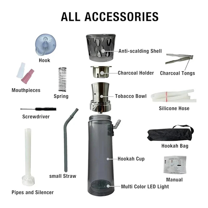 LED Arabic Hookah Cup Portable Car Hookah Household Hookah In The Car